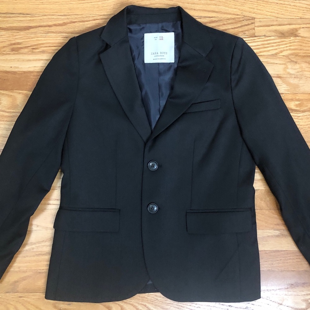 Zara Boys Black Wool Blazer size 7-8